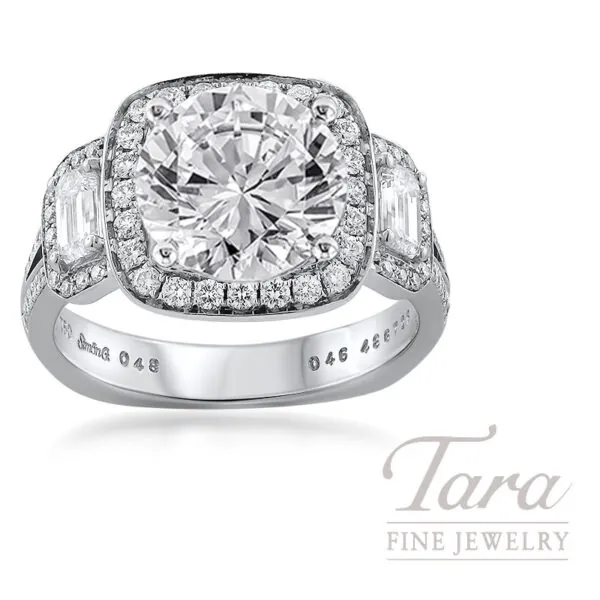 De Beers Forevermark Platinum Pear-Cut Accented Diamond Engagement