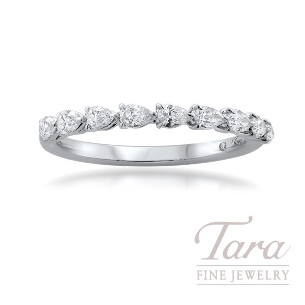 18K White Gold Pear Shape Diamond Band, 0.45TDW