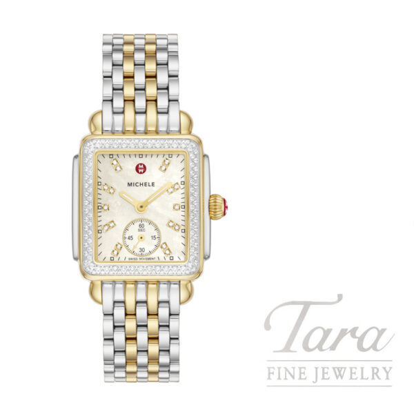 MICHELE Deco Mid Two-Tone 18K Gold Diamond Watch, 31mm