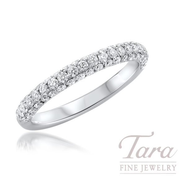 18K White Gold Diamond Wedding Band, 0.68TDW