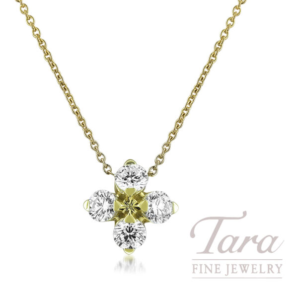 Roberto Coin 18K Yellow Gold Diamond Love in Verona Flower Pendant Necklace, 0.55TDW