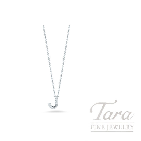 Roberto Coin Diamond 18K White Gold Love Letter "J" Pendant Necklace .04TW