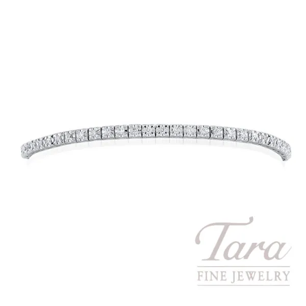 18K White Gold Diamond Tennis Bracelet, 61 Round Diamonds 1.03TDW