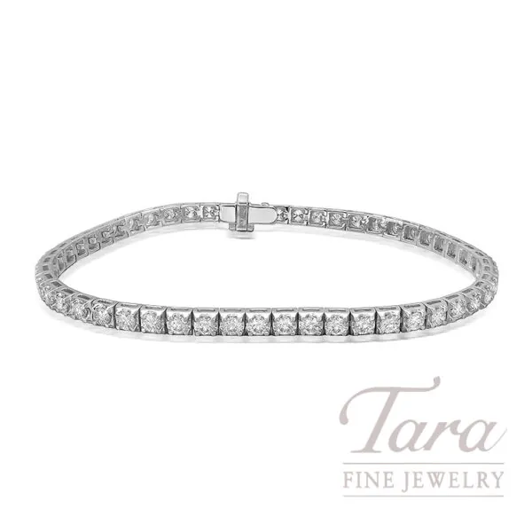 18K White Gold Diamond Tennis Bracelet, 53 Round Diamonds 3.02TDW