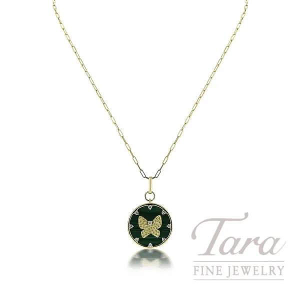 14K Yellow Gold Diamond Malach Medallion Pendant Necklace .20TDW