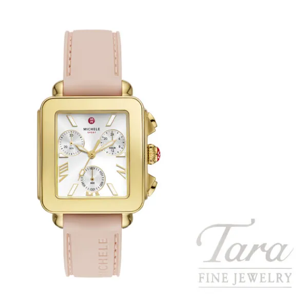 Deco Sport Chronograph 18K Gold-Plated Ballet Pink Silicone Watch