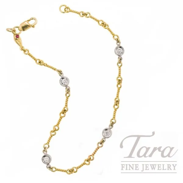 Roberto Coin 18K Yellow Gold Diamond Bracelet, 7" Chain, 0.16TDW