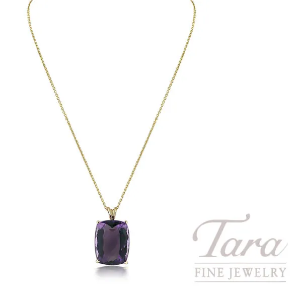 14K Yellow Gold Amethyst Pendant, 12.0CT