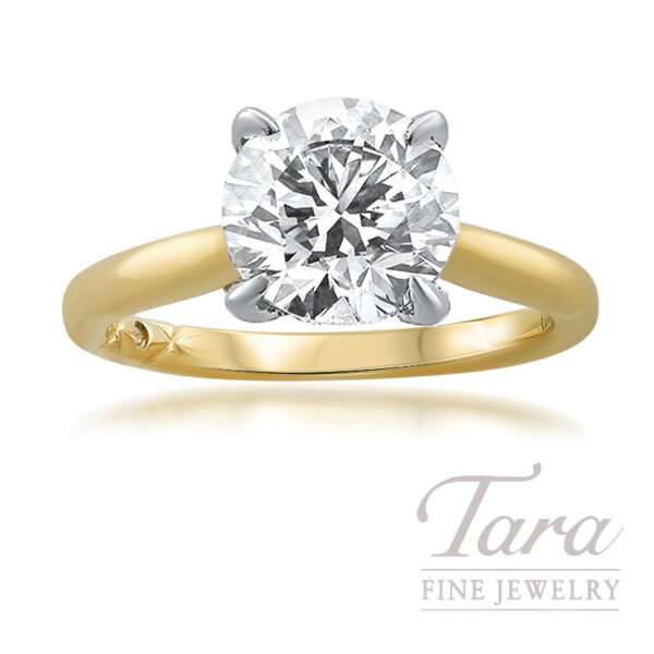 18K Platinum and Yellow Gold Diamond Engagement Ring Setting, 0.08TDW