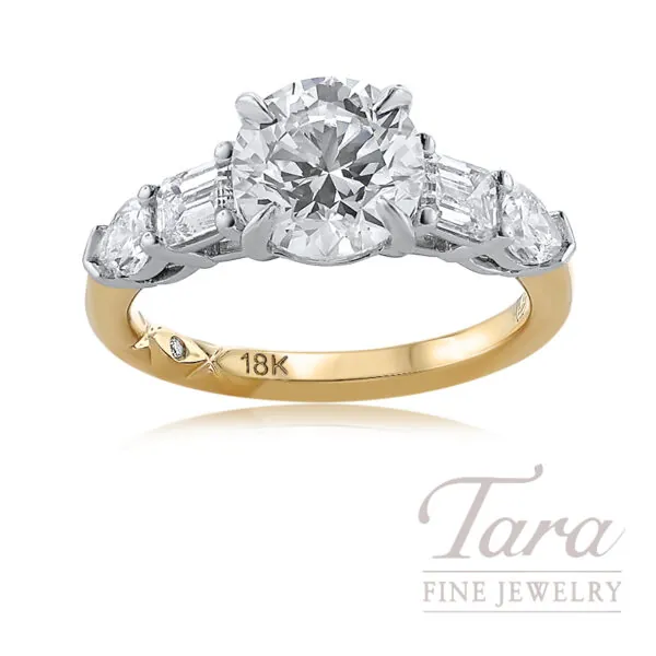 A. Jaffe 18K Yellow & White Gold Diamond Engagement Ring Setting 0.65TDW