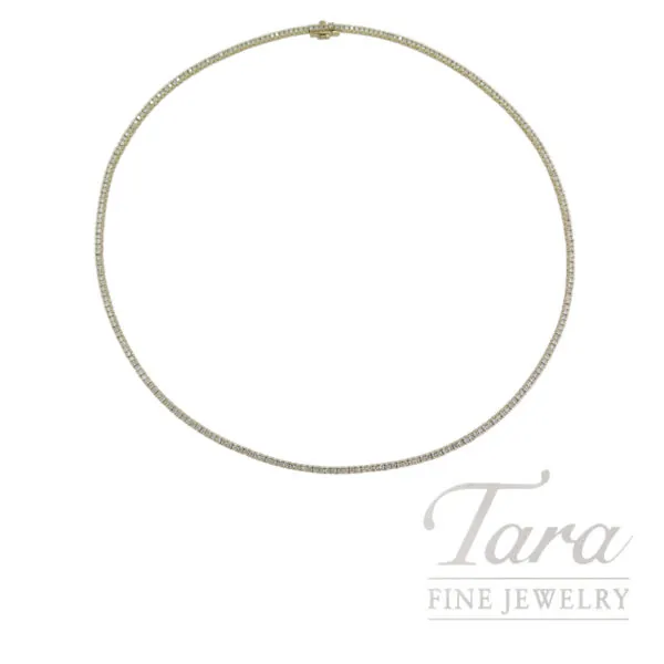 18K Yellow Gold Diamond Tennis Necklace 3.55TDW, 11.8G