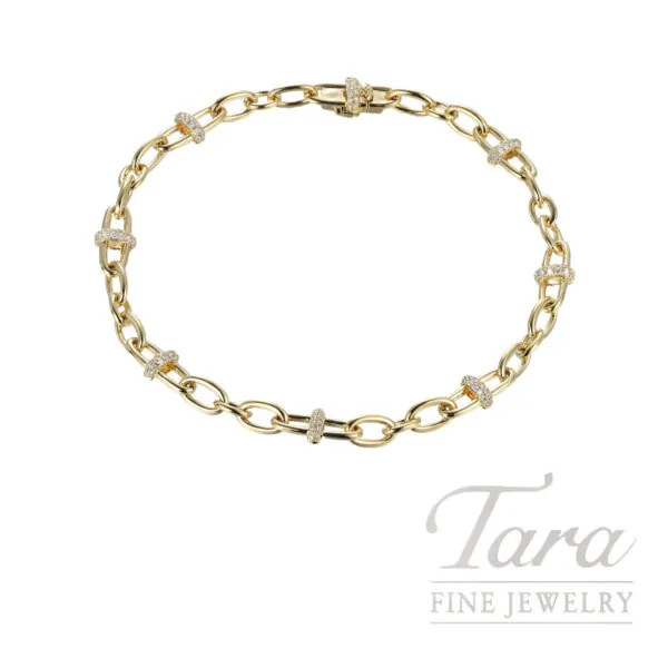 18K Yellow Gold Diamond Bracelet .37TDW, 7"