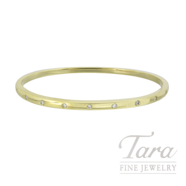 18K Yellow Gold Diamond Bangle Bracelet 0.21TW, 12.2G