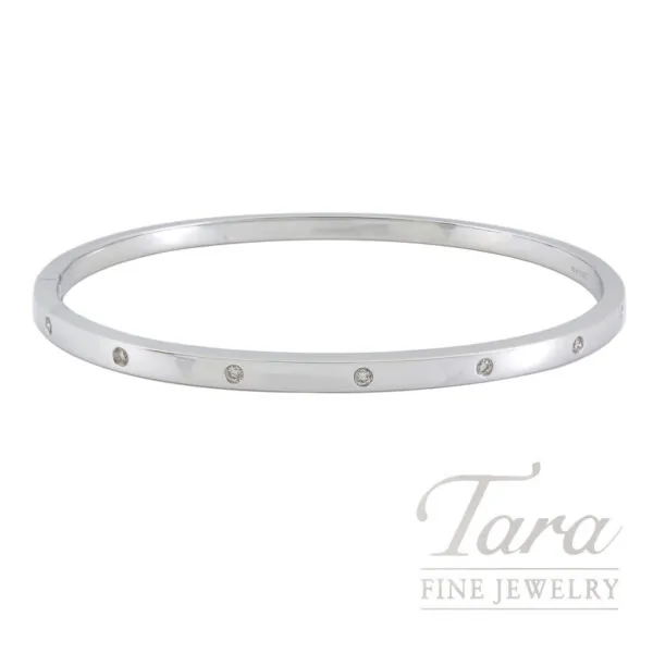 18K White Gold Diamond Bangle Bracelet 0.11TDW, 17.5G