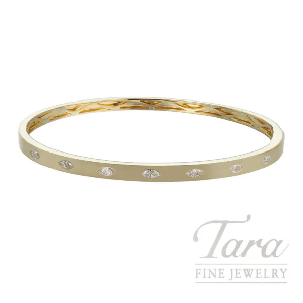 18K Yellow Gold Diamond Bangle Bracelet 0.47TW, 12.2G