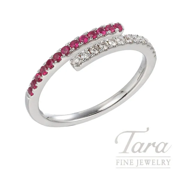 18K White Gold Ruby Diamond Ring 0.18TGW 0.15TDW, 2.4G