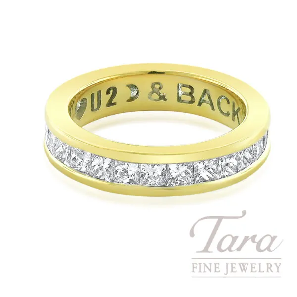 18K Yellow Gold Princess Cut Diamond "I Love You to the Moon and Back" Eternity Band 2.57TDW