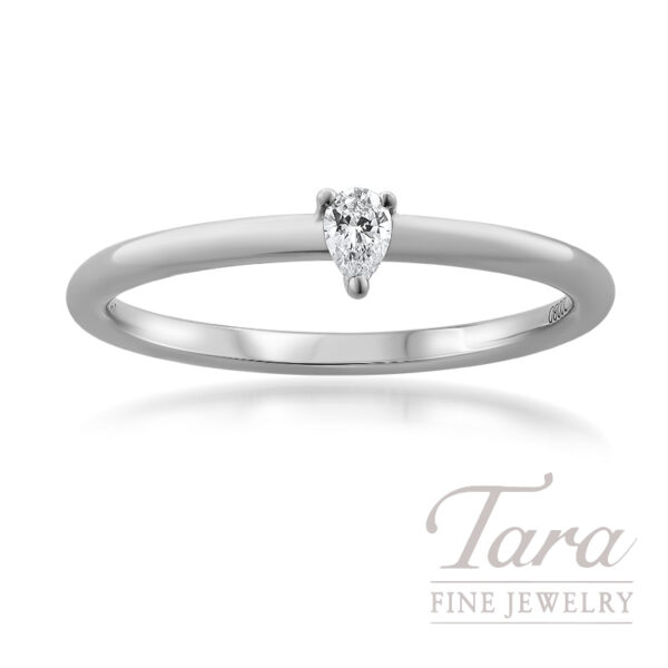 18K White Gold Diamond Stackable Solitaire Ring, 0.09CT