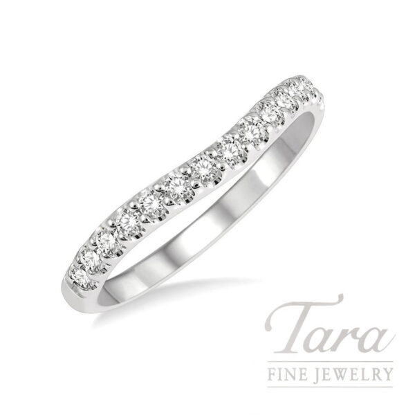 14K White Gold Curved Diamond Band .33TDW, 2.1G