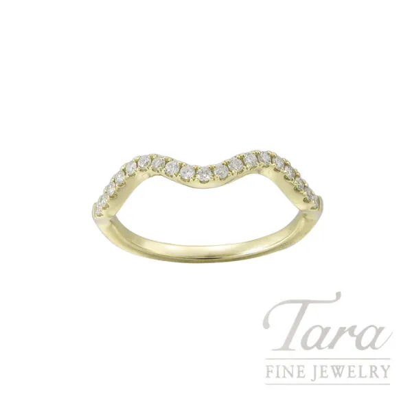 18K Yellow Gold Diamond Wave Ring 0.16TDW, 1.9G