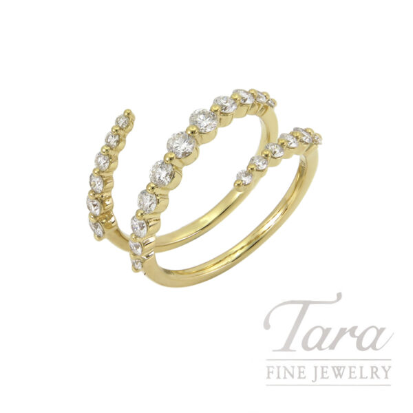 18K Yellow Gold Spiral Diamond Ring 0.80TDW, 3.9G