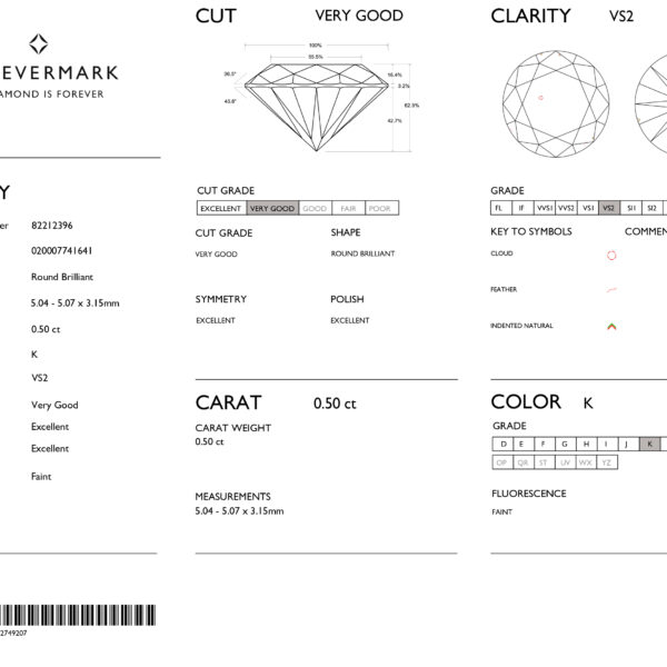 1.00CT. De Beers Forevermark Diamond Stud Earrings, K-VS2