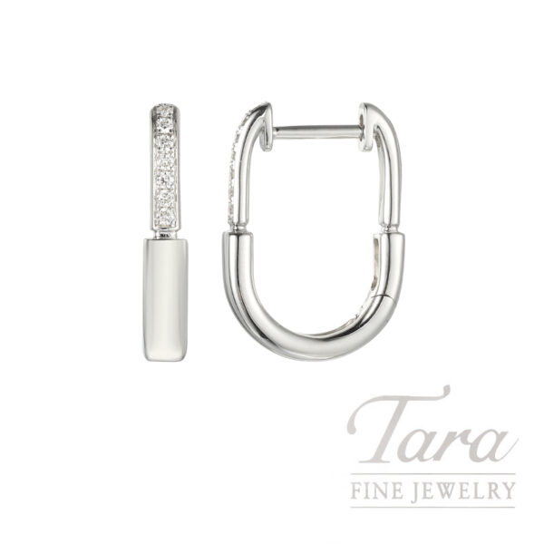 18K White Gold Diamond Earrings 0.09TDW, 3.4G