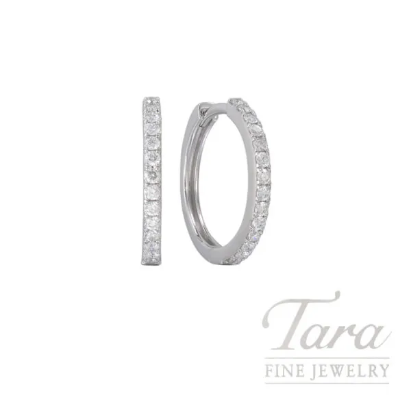 18K White Gold Diamond Hoop Earrings 0.34TW, 2.6G