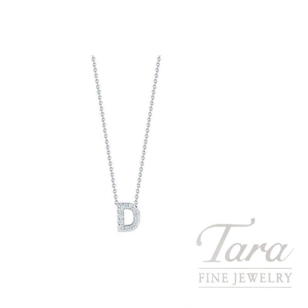 Roberto Coin 18K White Gold Diamond Love Letter "D" Initial Pendant .06TDW
