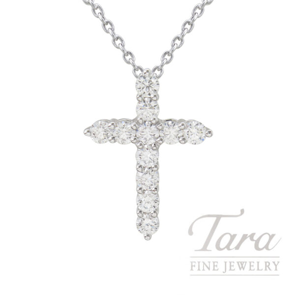 18K White Gold Diamond Cross Pendant 0.90TDW , 1.7G
