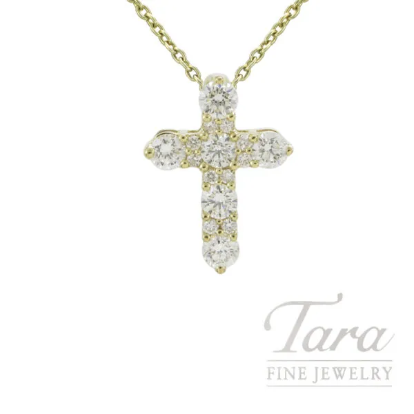 18K Yellow Gold Diamond Cross Pendant 0.40TDW, 0.6G