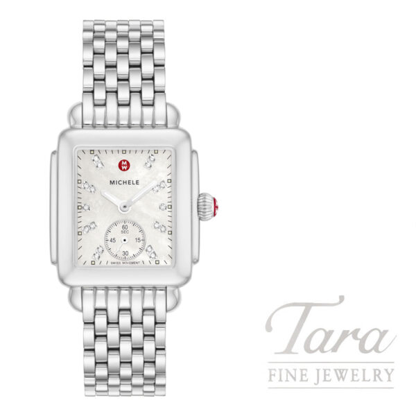 MICHELE Deco Mid Stainless Diamond Dial Watch, 29mm