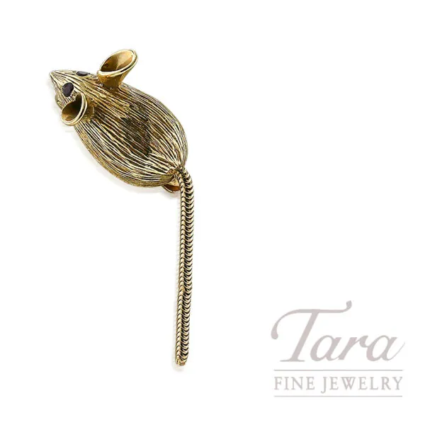 14K Yellow Gold Ruby Mouse Pin .04TGW, 5.1G