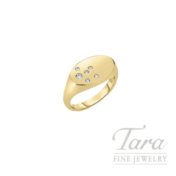Roberto Coin 18K Yellow Gold Diamond Signet Ring, .09CT