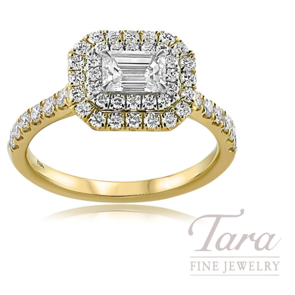 18K White and Yellow Gold Emerald Cut Diamond Ring 1.31TDW