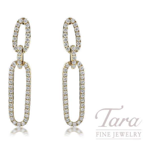 18K Yellow Gold Double Loop Earrings 2.82TDW, 8.5G