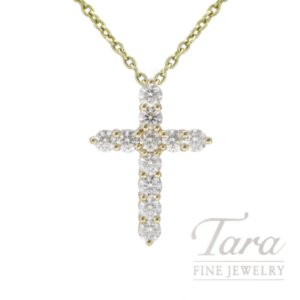18K Yellow Gold Diamond Cross Pendant 0.10TDW, 0.5G