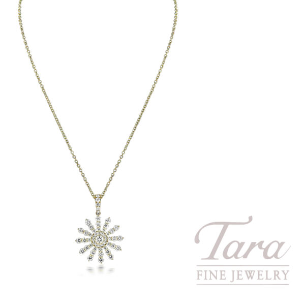 18K Yellow Gold Diamond Pendant Necklace 2.20TDW