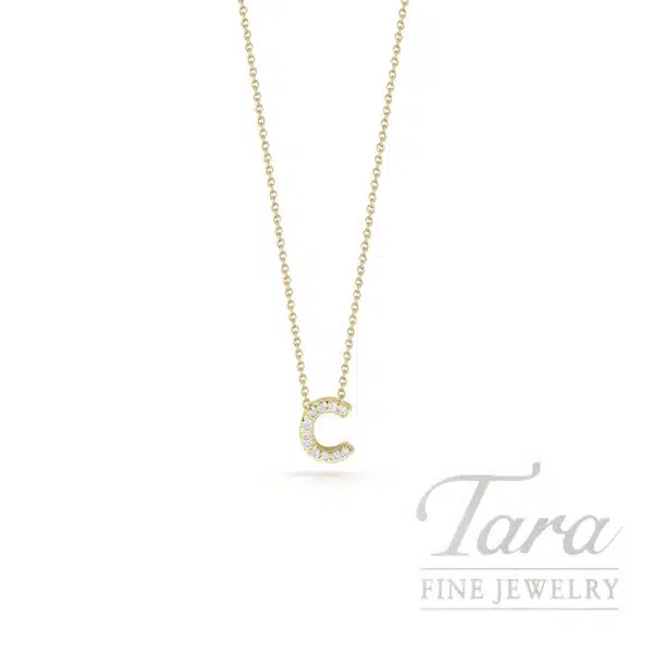 Roberto Coin Diamond 18K Yellow Gold Love Letter "C" Pendant Necklace .05TDW