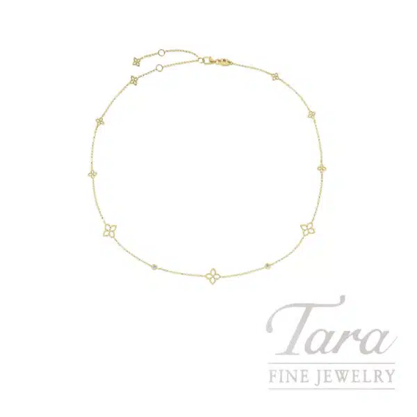 Roberto Coin 18K Yellow Gold Diamond Flower Station Necklace 0.06TDW