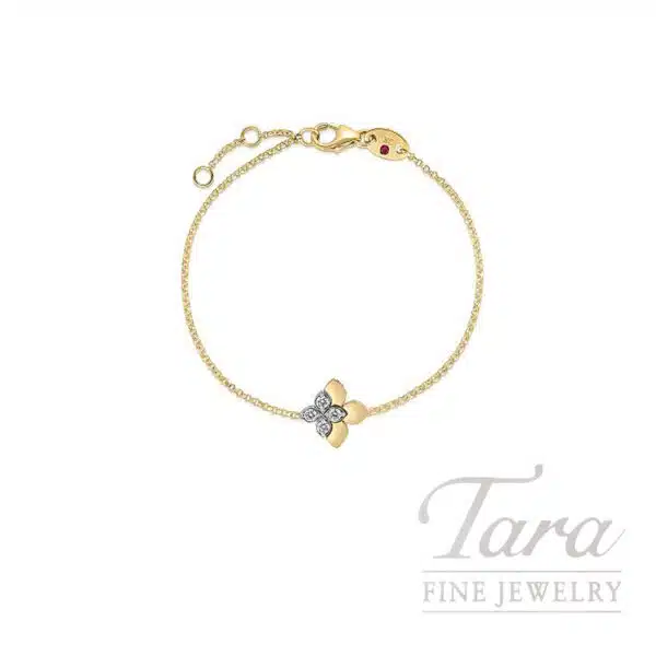 Roberto Coin 18K Yellow and White Gold Diamond Tiny Princess Bracelet, 0.09TDW