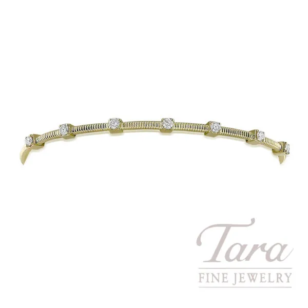 14K Yellow Gold Diamond Flex Bangle 0.52TDW, 3.8G
