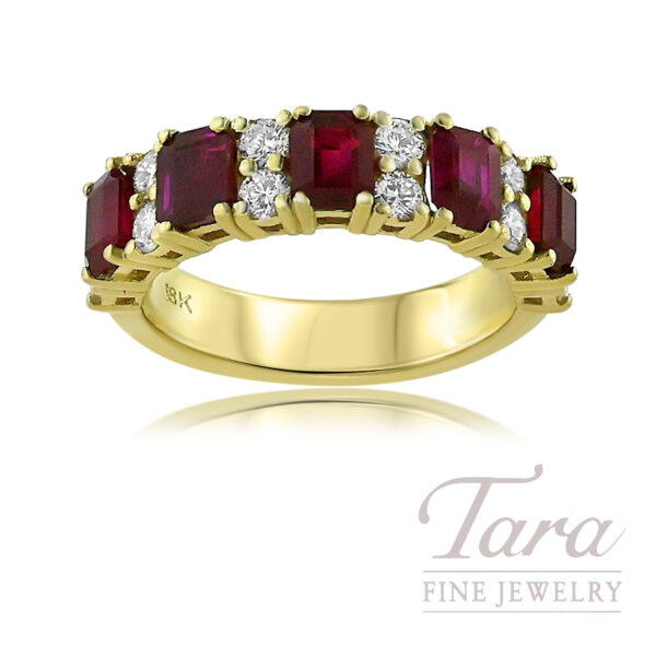 18K Yellow Gold Ruby and Diamond Ring 2.42TGW, 0.68TDW