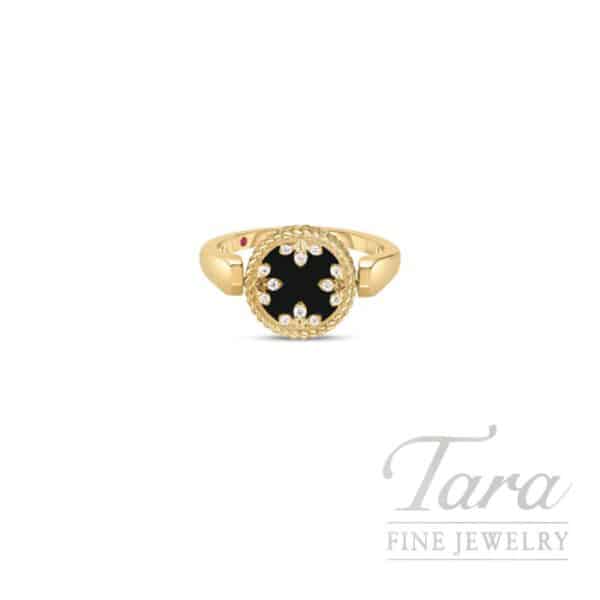 Roberto Coin 18K Yellow Gold Black Jade & Diamond Venetian Medallion Ring, 2.00TGW, .05TDW