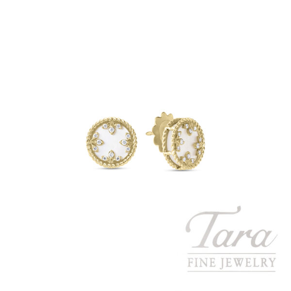 Roberto Coin 18K Yellow Gold Mother of Pearl & Diamond Venetian Medallion Earrings, 4.00CT, .10TDW