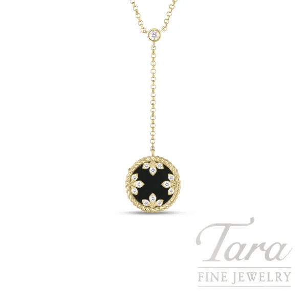 Roberto Coin 18K Yellow Gold Black Jade & Diamond Venetian Medallion Pendant, 2.00TGW, 0.05TDW