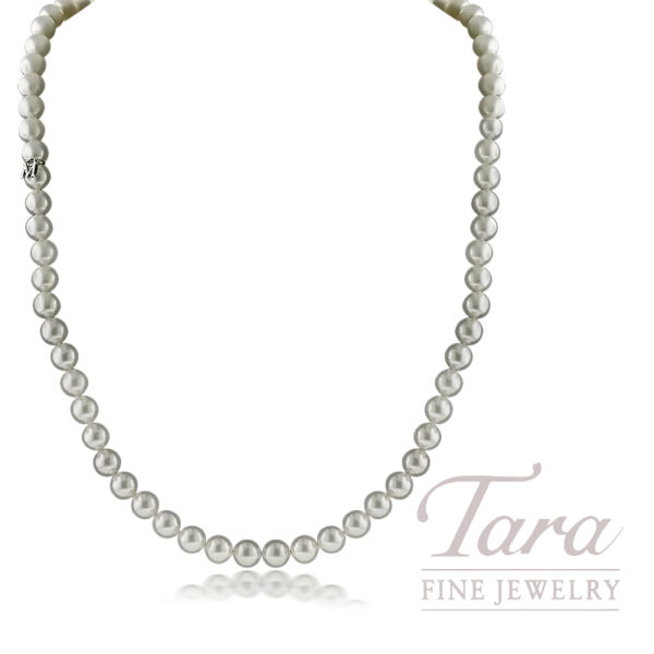 Mikimoto 20" Pearl Strand Necklace 18K White Gold Clasp  (A) Pearls