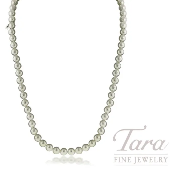 Mikimoto 22" Pearl Strand Necklace 18K White Gold Clasp