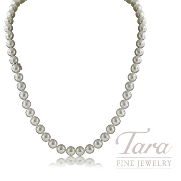 Mikimoto 18" Pearl Strand Necklace 18K White Gold Clasp  (A+) Pearls