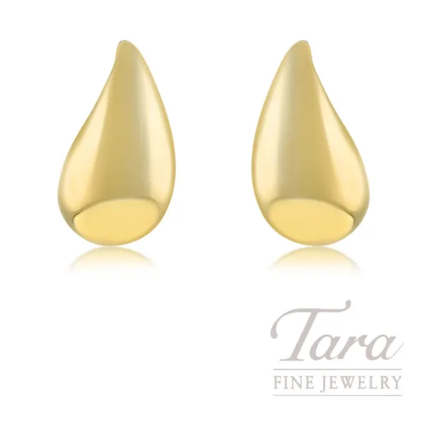14K Yellow Gold Tear Drop Earrings 25MM, 3.57G